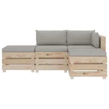 Set Divani da Giardino Pallet 4 pz con Cuscini Talpa in Legno