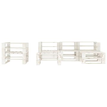 Set Salotto da Giardino 6 pz Pallet in Legno Bianco