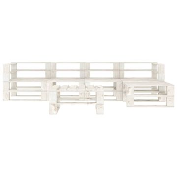 Set Salotto da Giardino 6 pz Pallet in Legno Bianco