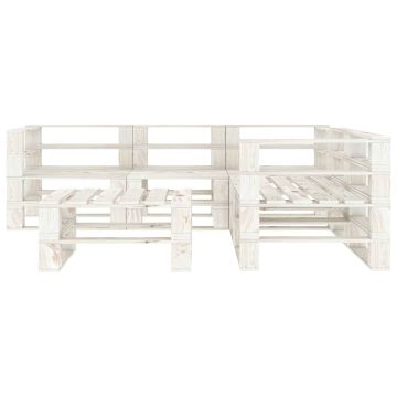 Set Salotto da Giardino 6 pz Pallet in Legno Bianco