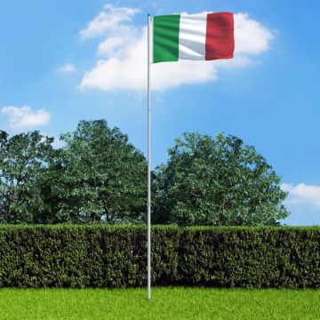 Bandiera dell'Italia con Pennone in Alluminio 6 m