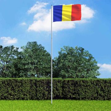 Bandiera della Romania con Pennone in Alluminio 6 m