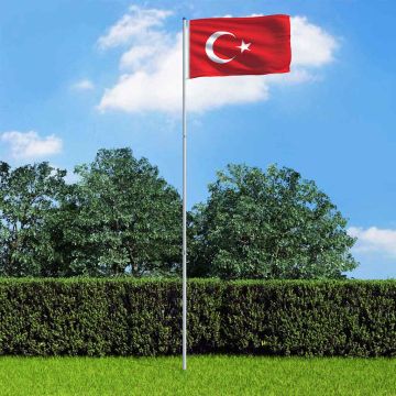 Bandiera della Turchia con Pennone in Alluminio 6 m
