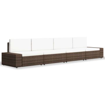 Set Divani da Giardino 4 pz in Polyrattan Marrone