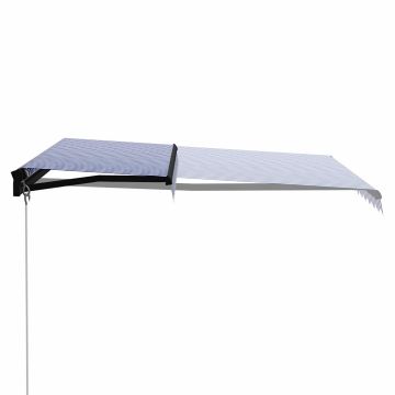 Tenda da Sole Retrattile Manuale 350x250 cm Blu e Bianca