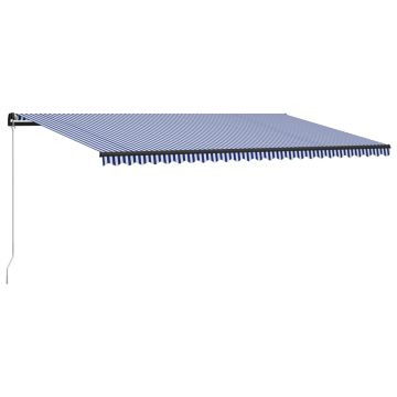 Tenda da Sole Retrattile Manuale con LED 600x300cm Blu e Bianco