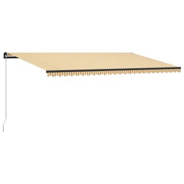 Tenda da Sole Retrattile Manuale e LED 600x300cm Gialla Bianca