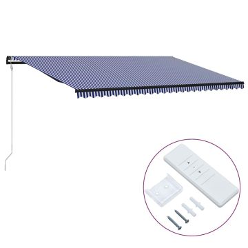 Tenda da Sole Retrattile Automatica 600x300 cm Blu e Bianca