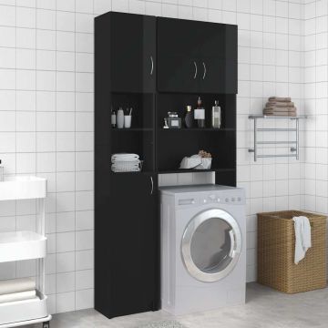 Set Mobili per Lavatrice Nero Lucido in Truciolato