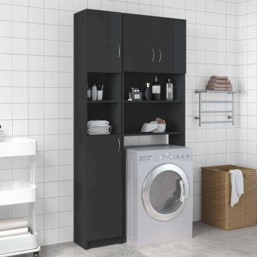 Set Mobili per Lavatrice Grigio Lucido in Truciolato