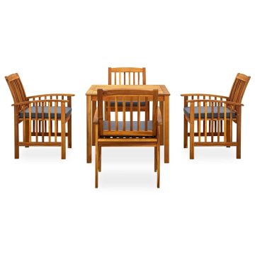 Set da Pranzo da Giardino 5 pz con Cuscini Massello di Acacia