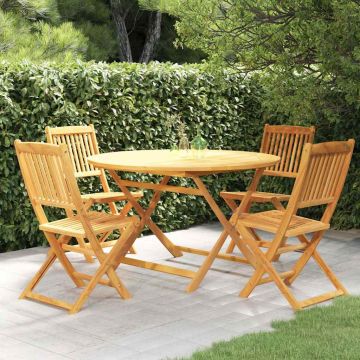 Set da Pranzo da Giardino 5 pz Pieghevole in Massello di Acacia