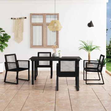 Set da Pranzo da Giardino 5 pz in Rattan PVC Nero