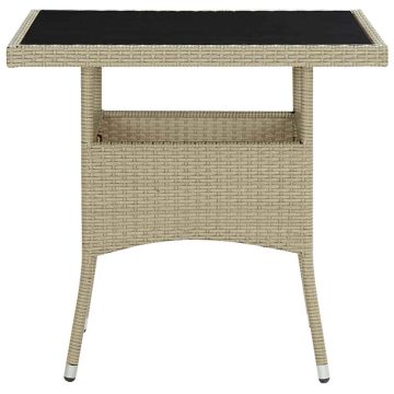 Set da Pranzo da Giardino 5 pz in Polyrattan e Vetro Beige