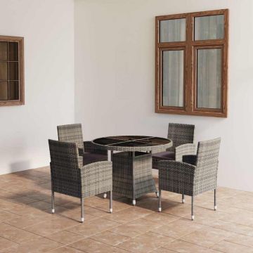 Set Mobili da Pranzo Giardino 5 pz Polyrattan Antracite Grigio