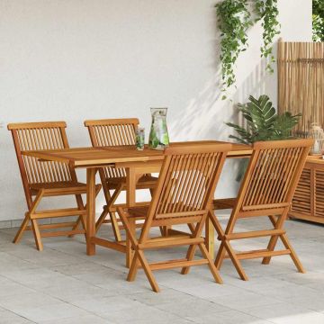Set da Pranzo da Giardino 5 pz in Legno Massello di Teak