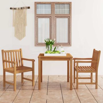 Set da pranzo da giardino 3 pz 80x80 cm Legno Massello di Teak