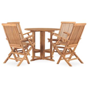 Set da Pranzo da Giardino 5 pz Pieghevole in Massello di Teak