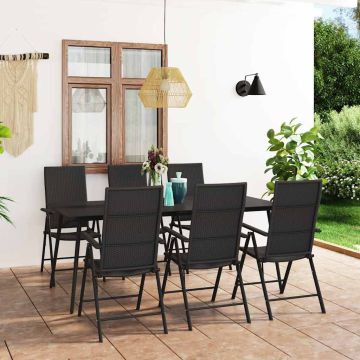 Set da Pranzo da Giardino 7 pz Nero