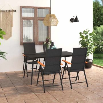 Set da Pranzo da Giardino 5 pz Nero e Marrone