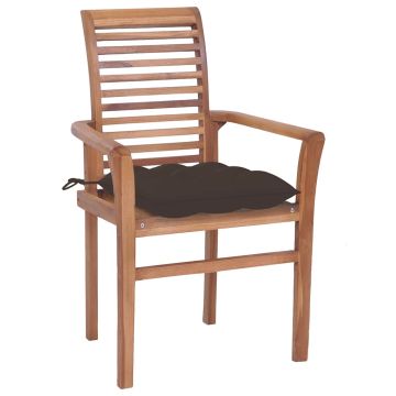 Sedie da Pranzo 4 pz con Cuscini Talpa in Massello di Teak