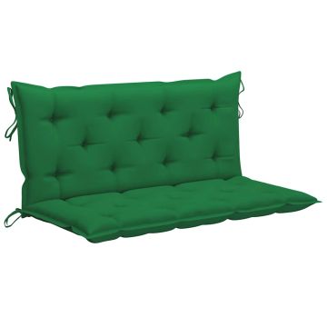 Dondolo con Cuscino Verde 120 cm in Massello di Teak