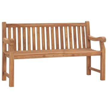 Panca da Giardino con Cuscino 150 cm in Legno Massello di Teak