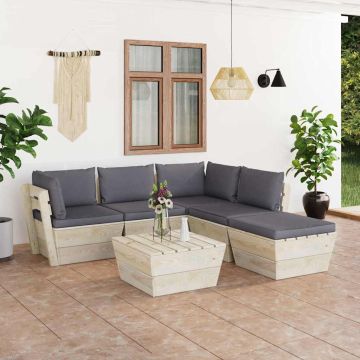 Salotto da Giardino 6 pz Legno Abete Impregnato Cuscini Antracite
