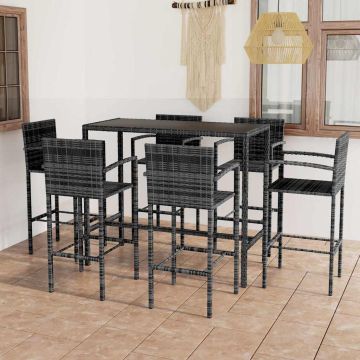 Set Bar da Giardino 7 pz in Polyrattan Grigio