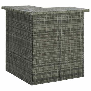 Set Bar da Giardino 4pz con Cuscini in Polyrattan Grigio