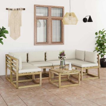 Set Salotto Giardino con Cuscini 7 pz in Pino Impregnato