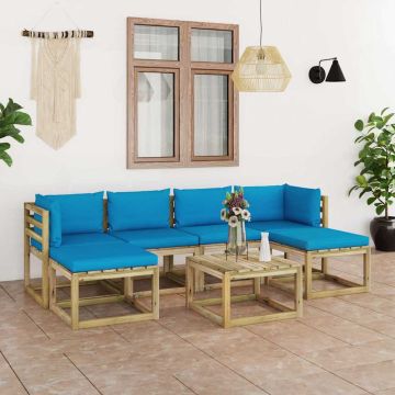 Set Salotto Giardino con Cuscini 7 pz in Pino Impregnato