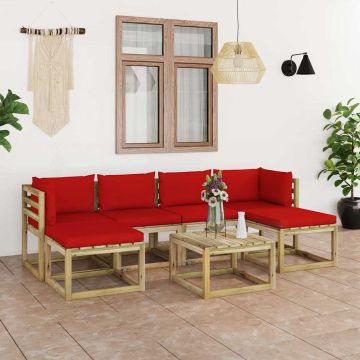 Set Salotto Giardino con Cuscini 7 pz in Pino Impregnato