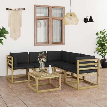 Set Divani da Giardino 6 pz con Cuscini Neri