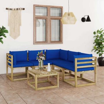 Set Divani da Giardino 6 pz con Cuscini Blu