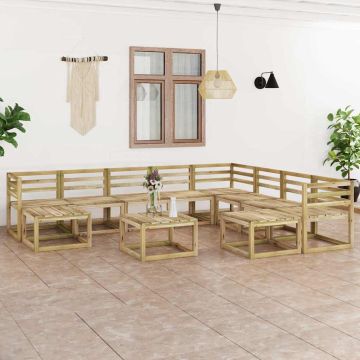Set Divani da Giardino 11 pz in Legno di Pino Impregnato Verde