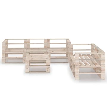 Set Divani da Giardino su Pallet 6 pz in Legno di Pino