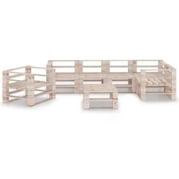 Set Divani da Giardino su Pallet 7 pz in Legno di Pino