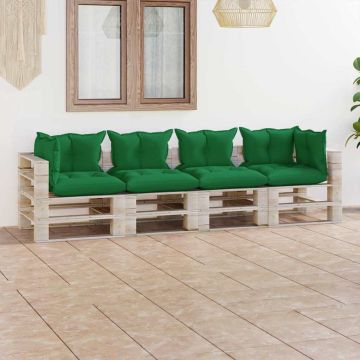Divano Giardino Pallet a 4 Posti Cuscini in Legno di Pino
