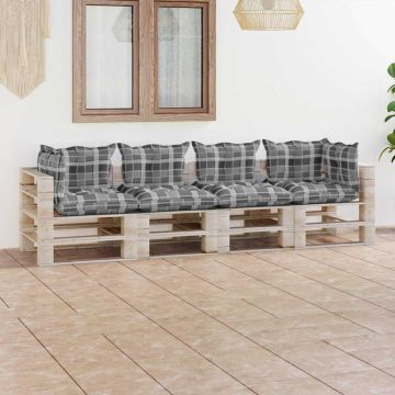 Divano Giardino Pallet a 4 Posti Cuscini in Legno di Pino