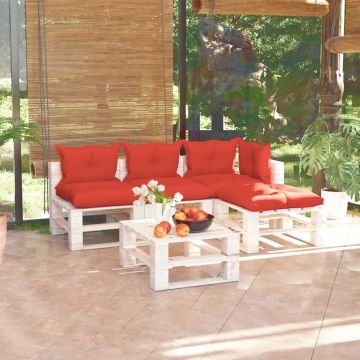 Set Salotto Giardino su Pallet Cuscini 5 pz in Legno di Pino