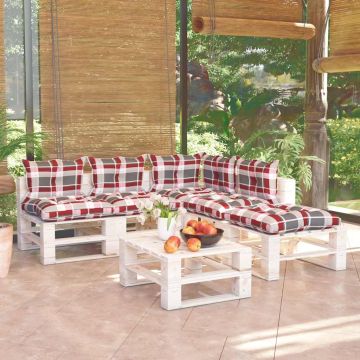 Set Salotto Giardino su Pallet Cuscini 6 pz in Legno di Pino