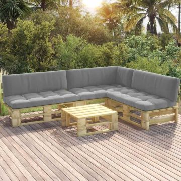 Set Divani in Pallet con Cuscini 4 pz in Pino Impregnato Verde