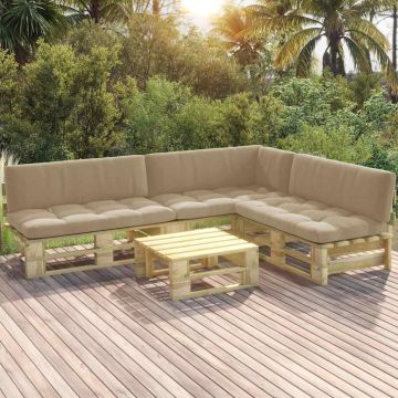 Set Divani in Pallet con Cuscini 4 pz in Pino Impregnato Verde