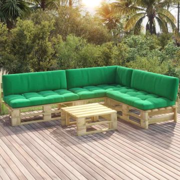 Set Divani in Pallet con Cuscini 4 pz in Pino Impregnato Verde