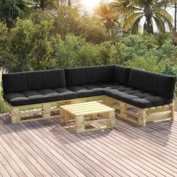 Set Divani in Pallet con Cuscini 4 pz in Pino Impregnato Verde
