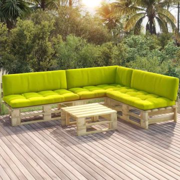 Set Divani in Pallet con Cuscini 4 pz in Pino Impregnato Verde