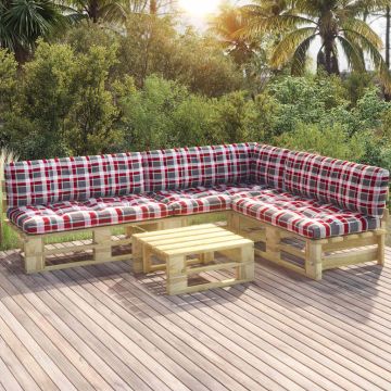 Set Divani in Pallet con Cuscini 4 pz in Pino Impregnato Verde