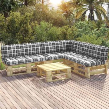 Set Divani in Pallet con Cuscini 4 pz in Pino Impregnato Verde
