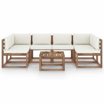 Set Salotto Giardino Pallet con Cuscini 7 pz in Pino Impregnato